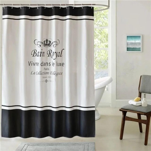Royal Crown Duschvorhang aus Polyester, wasserdicht und schimmelresistent, Weiß, B: 180 cm, H: 230 cm - Bild 1