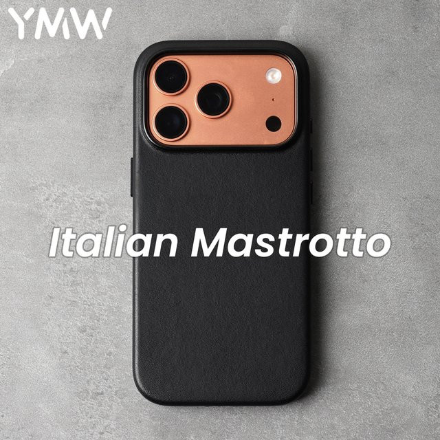 YMW Echtleder-Etui aus italienischem Mastrotto Rindsleder für iPhone 17 Pro und iPhone 17 Pro Max, Farbe: Schwarz, Magnetische Handyhülle - Bild 1