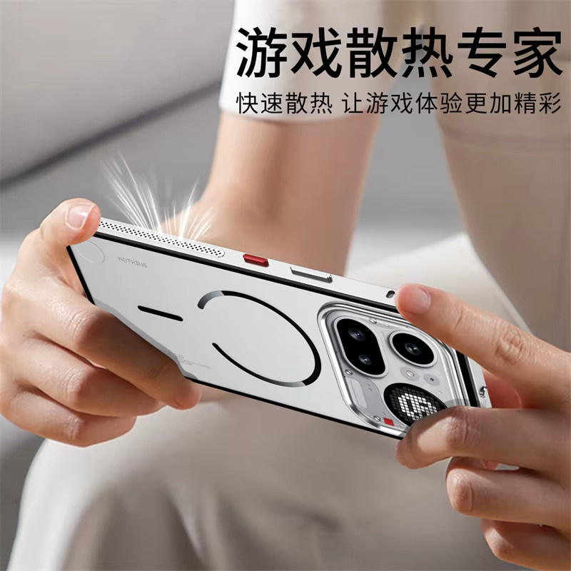 MagSafe kompatible Magnetische Hülle für Nothing Phone 4a Pro aus Aluminiumlegierung und Acryl, Matt und Transparent, Schwarz - Bild 4
