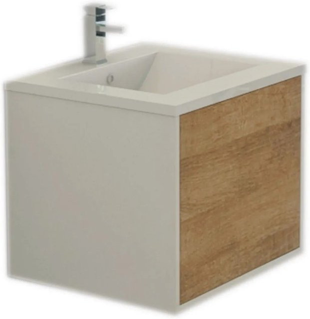 Jet-Line Badmöbel Set Linz Waschtisch mit Unterschrank in Braun, Breite: 60 cm, Tiefe: 52 cm, Höhe: 45,5 cm - Bild 1