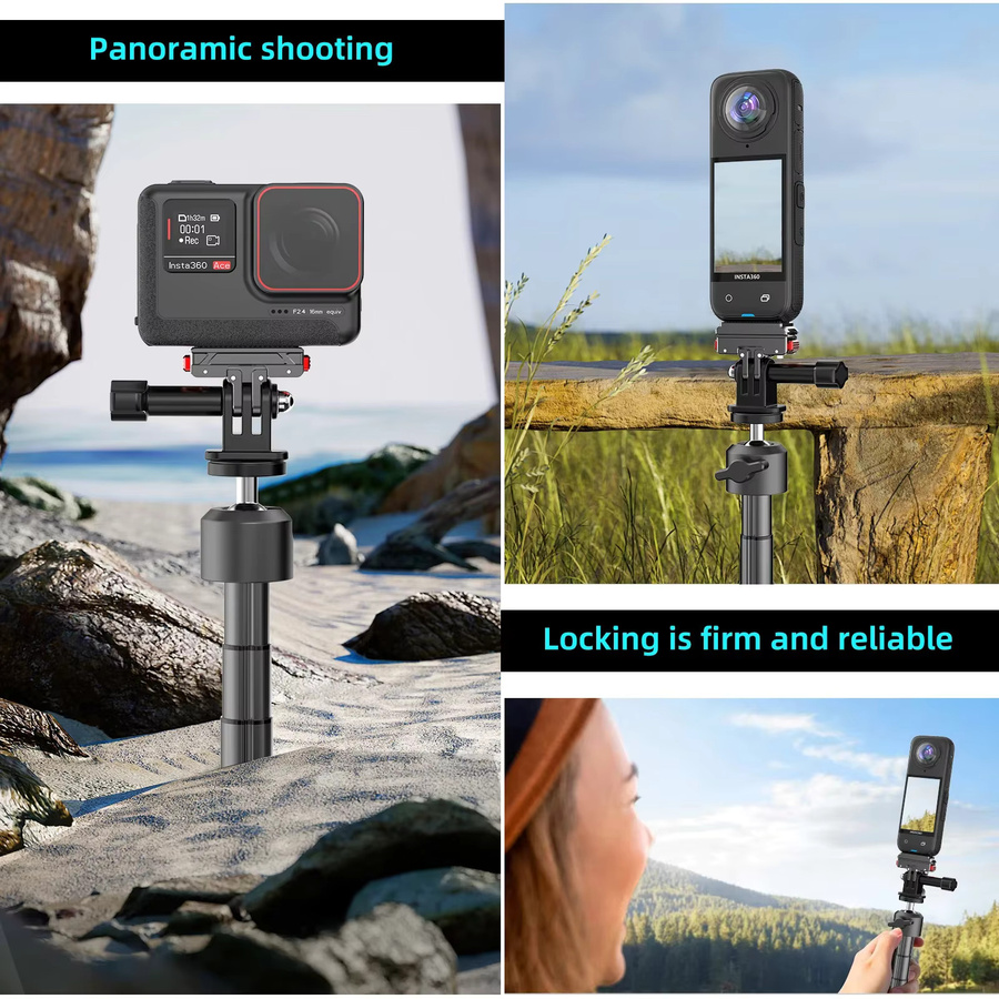CAMOLO Magnetischer Schnellwechseladapter für Insta360 Ace, Ace Pro, ONE X2 und GoPro 12 11 10 Action-Kameras als QR-Adapter-Montageplatte für Stativ-Montagen - Bild 4