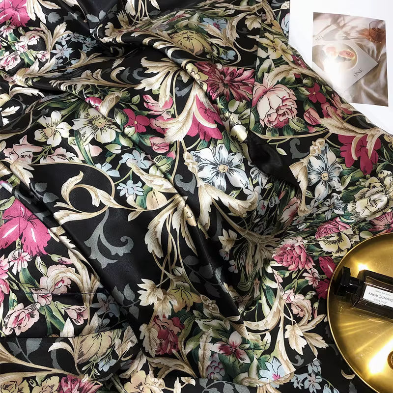 CHA YU PAI Bettwäsche-Set aus Naturseide mit floralem Design, Queen Size, 4-teilig, Multicolour - Bild 6