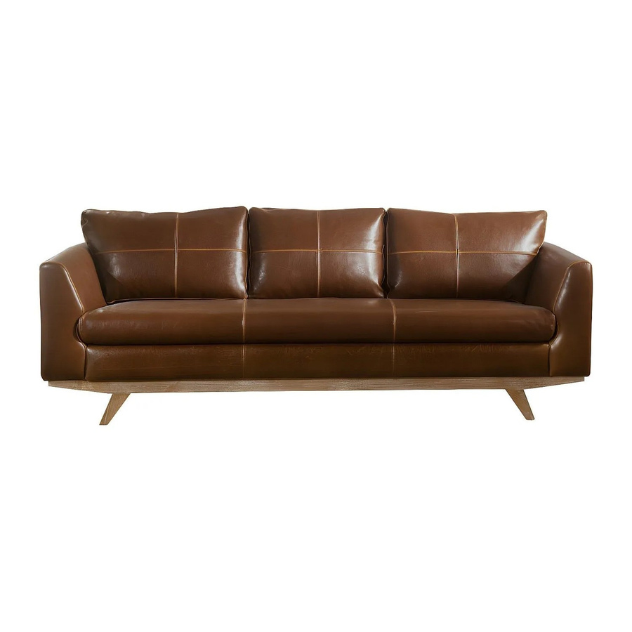 Vente-unique Sofa Alegan in Braun mit Vintage-Look aus Rindsleder und Spaltleder, Breite: 213 cm - Bild 2
