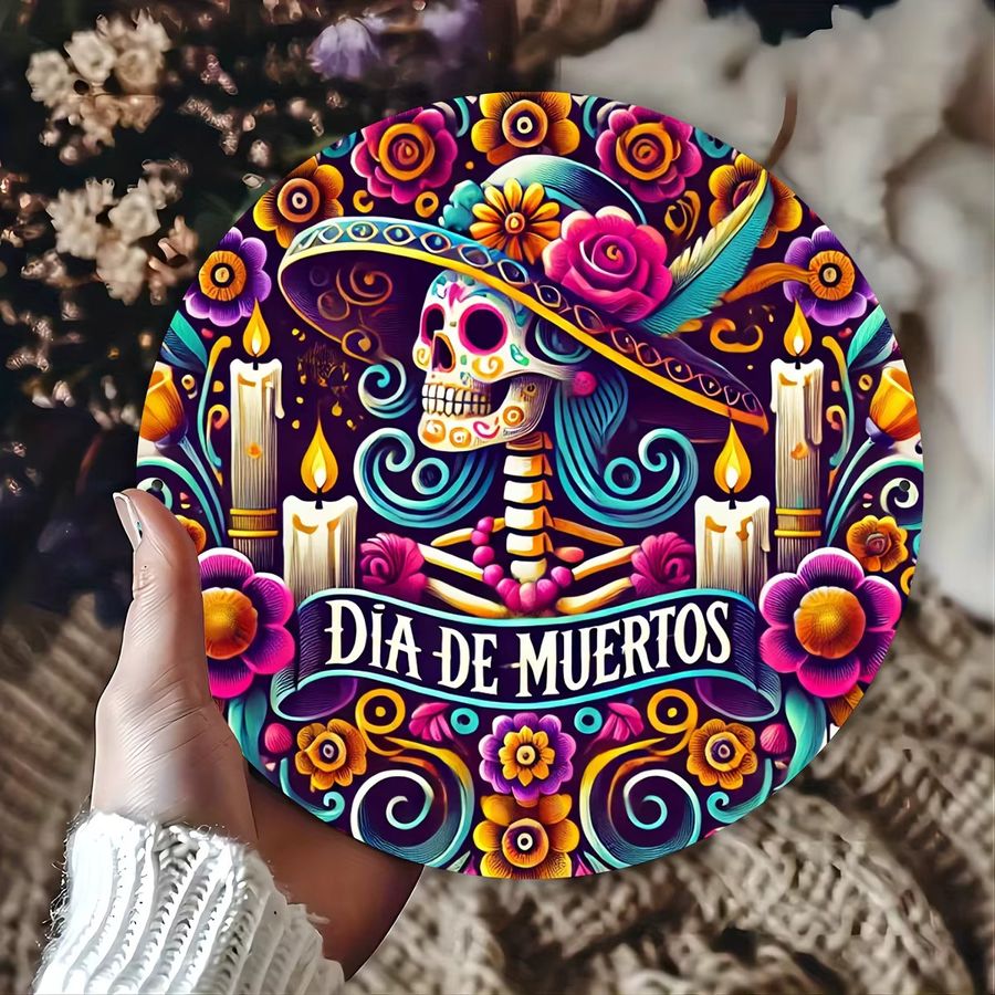 Potdemiel Aluminiumschild Day of the Dead mit Zuckerschädel-Design, Multicolor, B/H: 20,3 x 20,3 cm - Bild 4