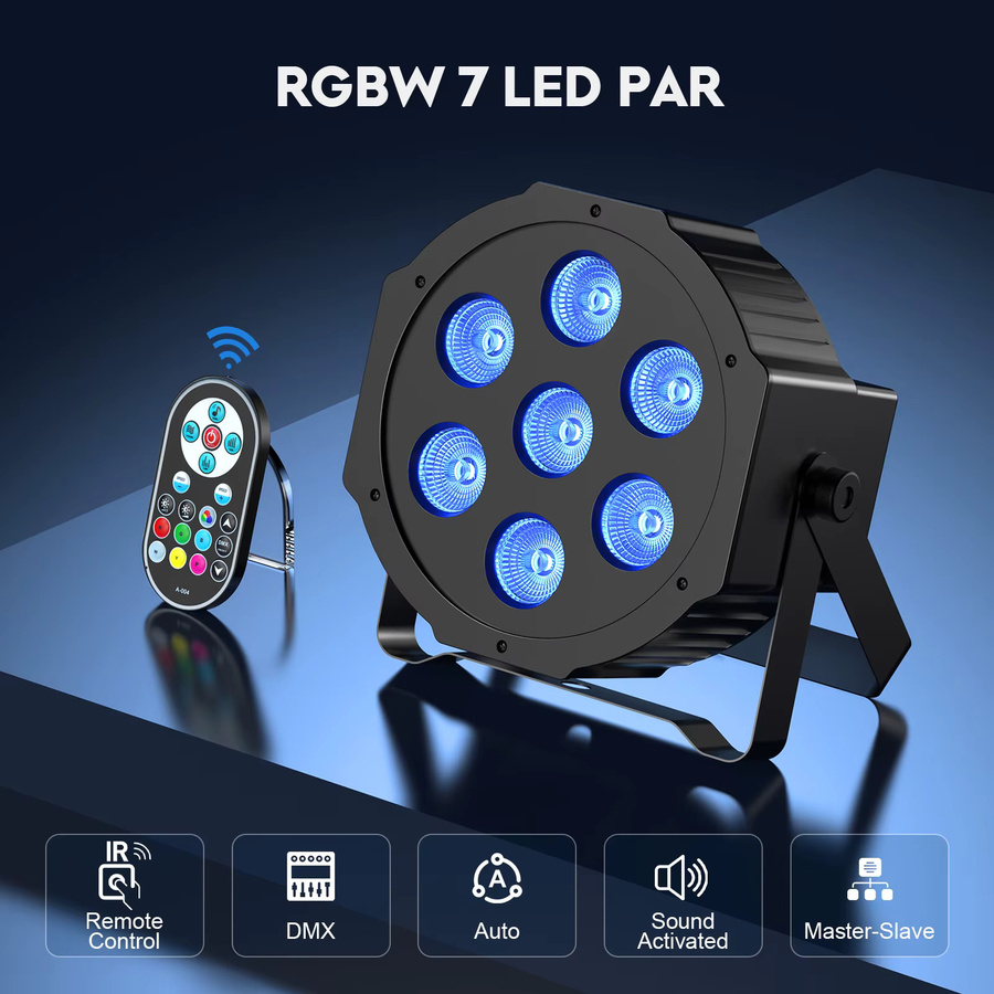 Yiflamefly 4er-Set RGBW LED PAR-Scheinwerfer mit 7x10W Multicolour Effekt, DMX512 Bühnenbeleuchtung in Schwarz für DJ, Party und Show - Bild 4