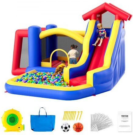 VEVOR Inflatable Bounce House Hüpfburg mit Rutsche und Blower, bunt/mehrfarbig - Bild 1