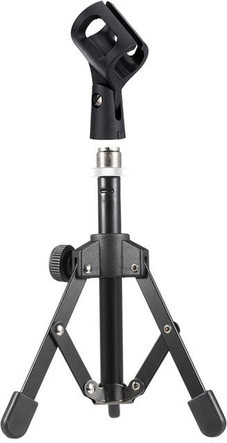 Ammoon MS-12 Mini Desktop-Mikrofonständer mit MC3-Clip-Halterung, faltbar und verstellbar, Schwarz - Bild 1