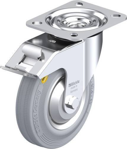 Blickle Lenkrolle L-RD 125R-FI-VLI-FA mit Feststeller, Rad-Durchmesser: 125 mm, Tragfähigkeit: 120 kg, Farbe: Silber/Grau - Bild 1