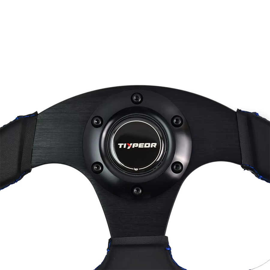 TIYPEOR Sport-Lenkrad für Drift-Simulation mit flachem Leder und blauer Schnittstelle, Durchmesser: 320 mm - Bild 3