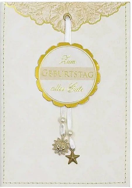 Schlichte Geburtstagskarte in Weiß und Gold mit Briefumschlag aus Papier - Bild 1