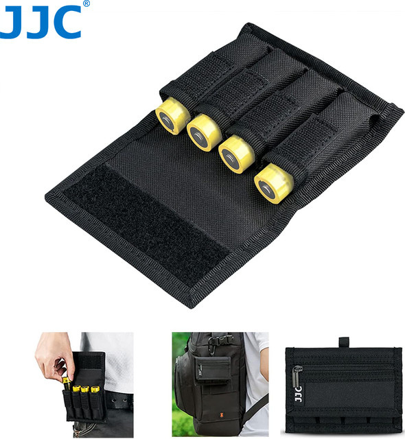 JJC Aufbewahrungstasche für 18650-Batterien und Speicherkarten in Schwarz mit Gürtel und Karabiner - Bild 1