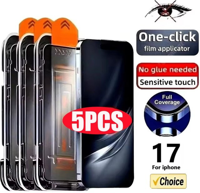 Staubfreier Displayschutz aus Glas für iPhone 11 bis iPhone 17 Pro Max, transparent - Bild 1