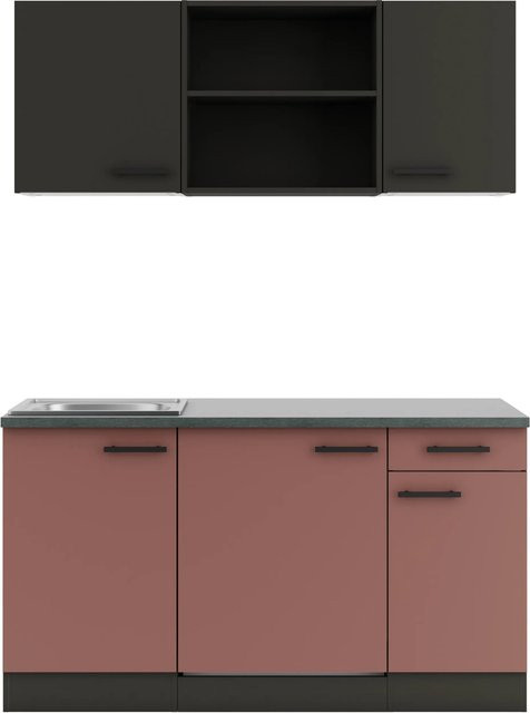 OPTIFIT Miniküche Madrid420/Nizza407 in Anthrazit und Rostrot, Breite: 150 cm - Bild 1
