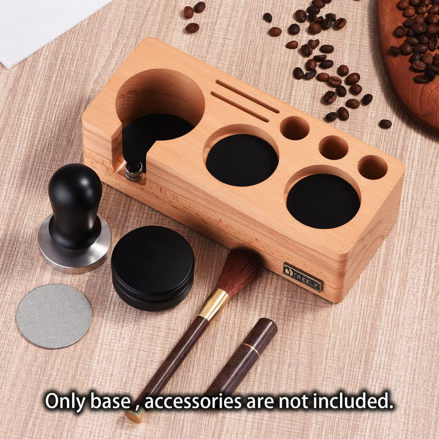 JUSTINLAU Kaffee-Tamperstation aus Holz in Braun mit Knockbox für 54mm und 58mm Espresso-Organizer - Bild 3