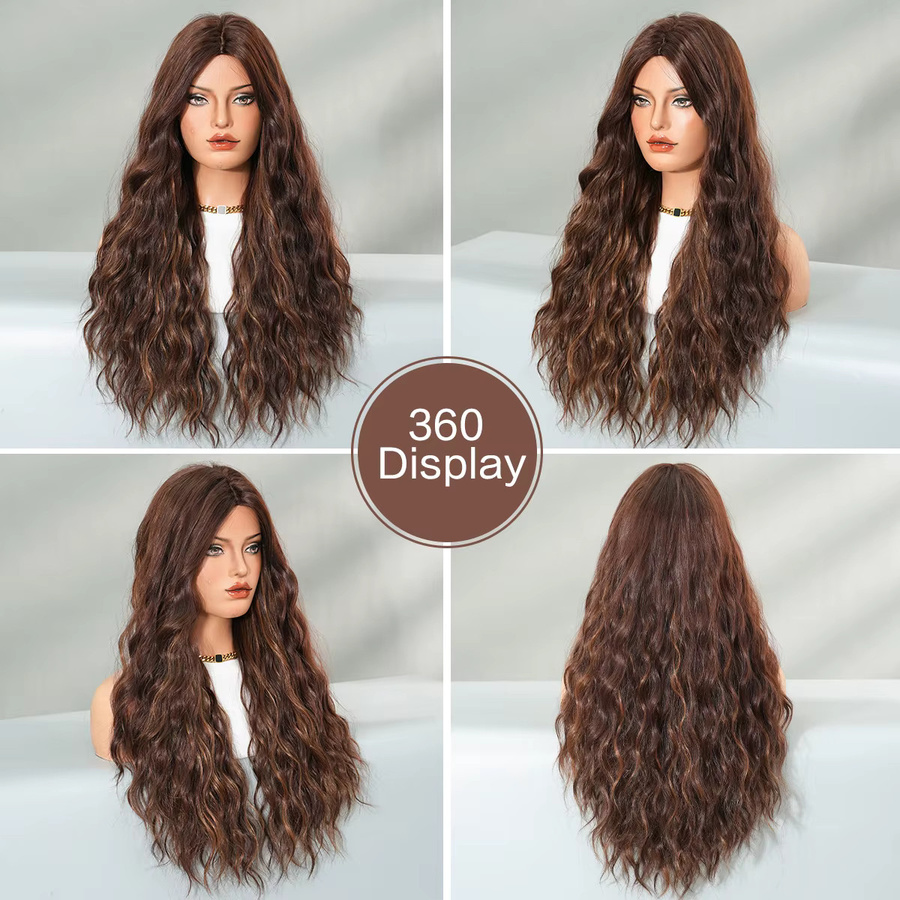 7JHH WIGS Perücke Lange Wasserwellen, Mokkabraun, Damen - Bild 4