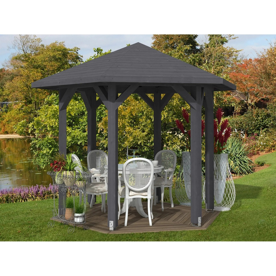 Skan Holz Pavillon Nancy 1 aus Leimholz in Schiefergrau B/H/T: 360 x 292 x 312 cm - Bild 2