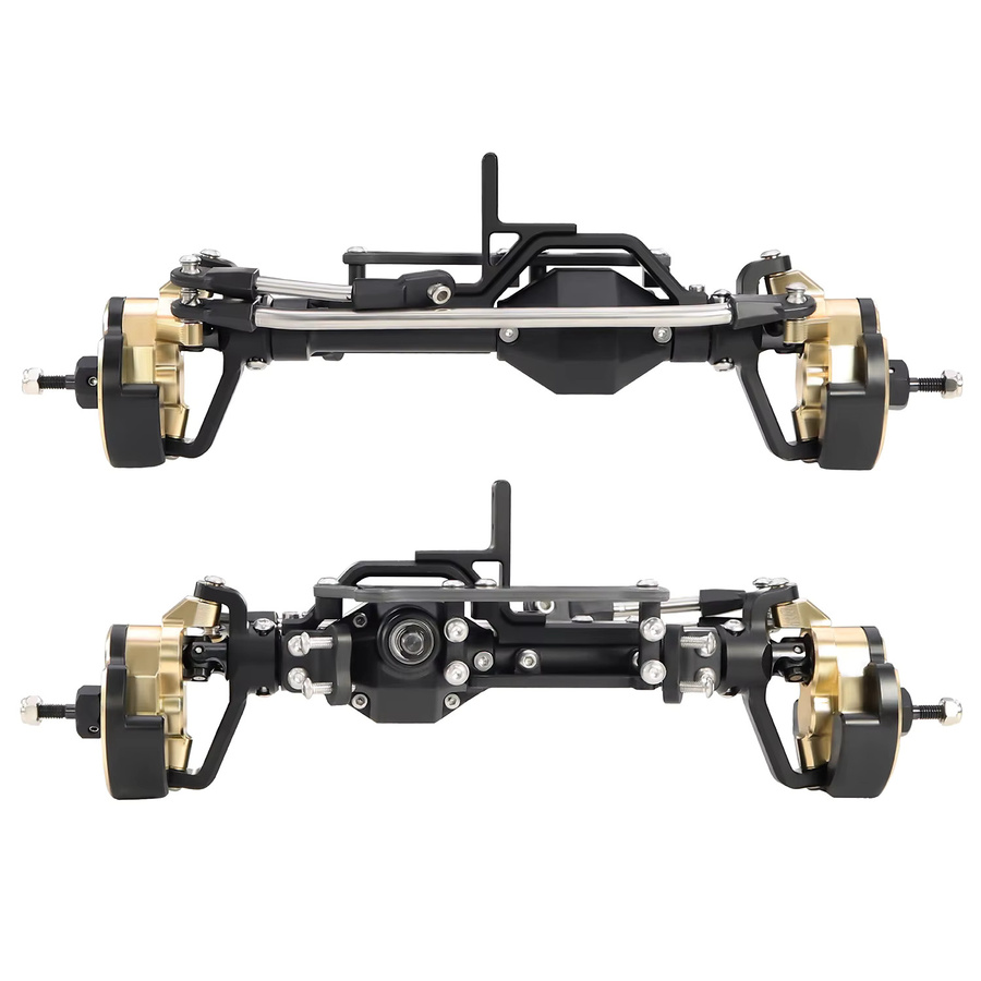 LCG Schwerlast-Aluminium Vorder- und Hinterportalachsen-Set, Messinggelenke, für 1/10 RC Crawler Axial Capra 1.9 Chassis - Bild 1