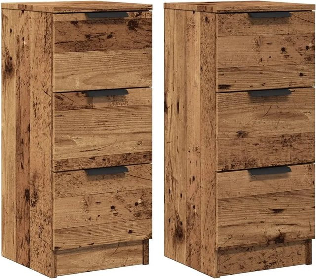 2er-Set vidaXL Sideboards in Altholz-Optik, braun, Holzwerkstoff, B/T/H: 30 x 30 x 70 cm - Bild 1