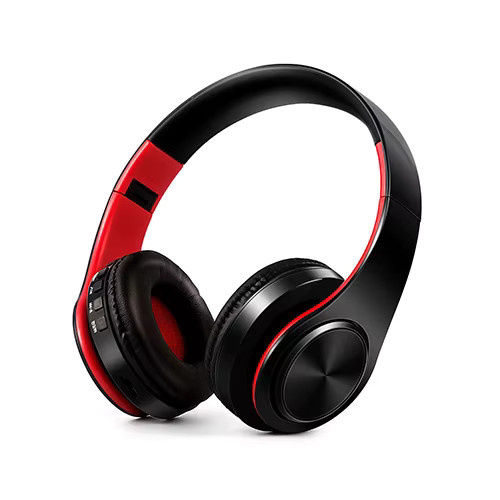 CATASSU HIFI-Stereo-Bluetooth-Kopfhörer mit FM-Radio, SD-Kartenslot und Mikrofon in Schwarz und Rot - Bild 7
