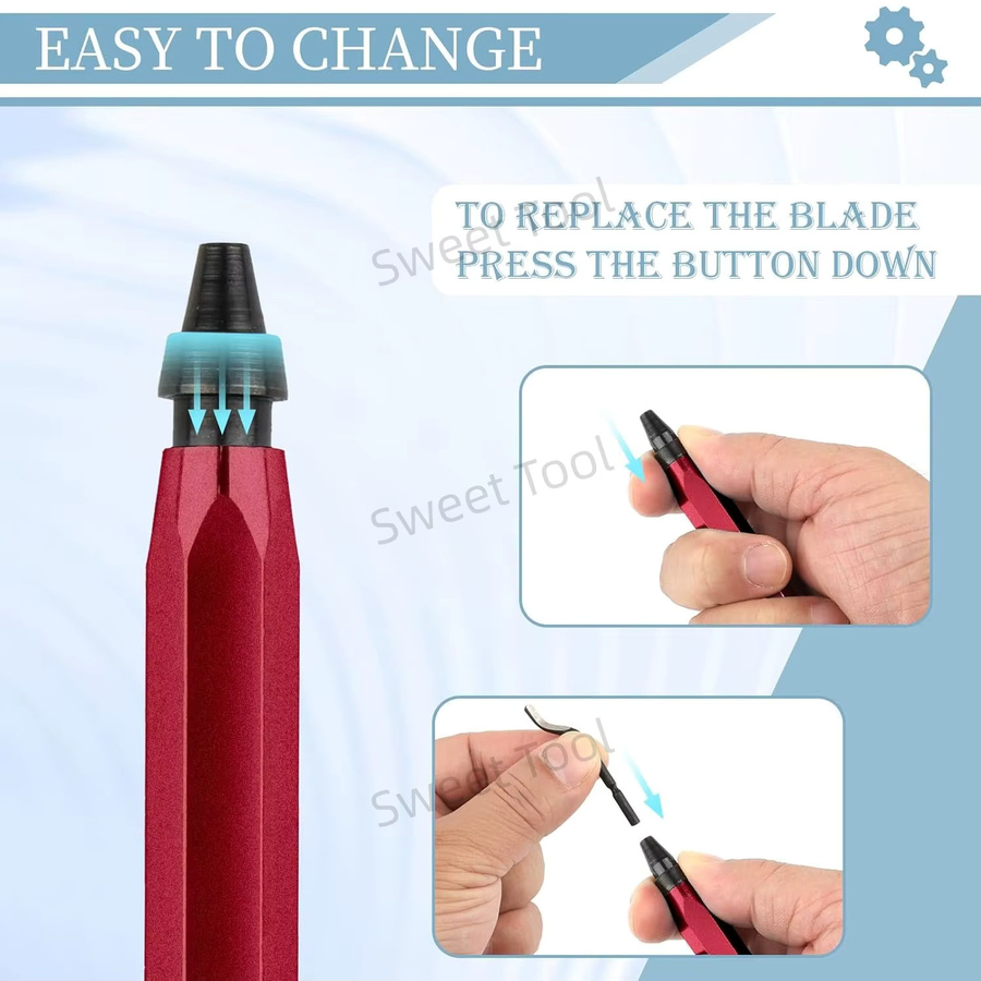 Entgratungswerkzeug RB1000 mit Metallgriff und Skalpell Nr. 11 in Rot für Kunststoff, Metall, Kupfer, PVC, Harz und 3D-Druck - Bild 2