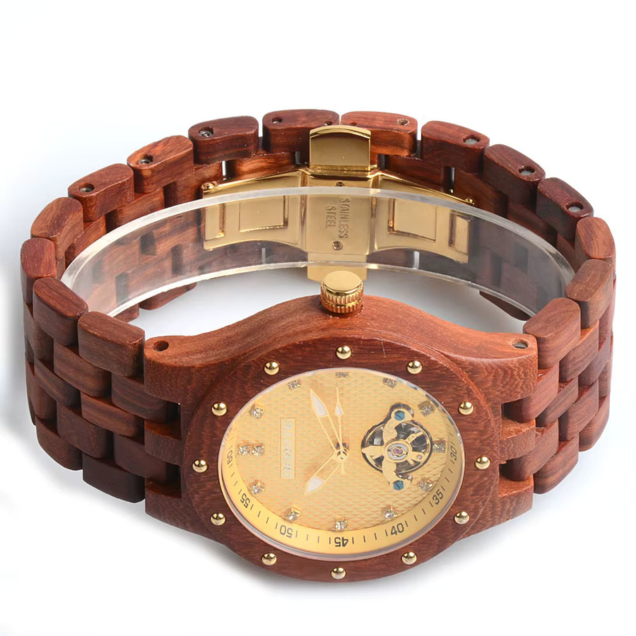 BEWELL Armbanduhr, Naturholz, Gold, Herren, Analoguhr - Bild 2