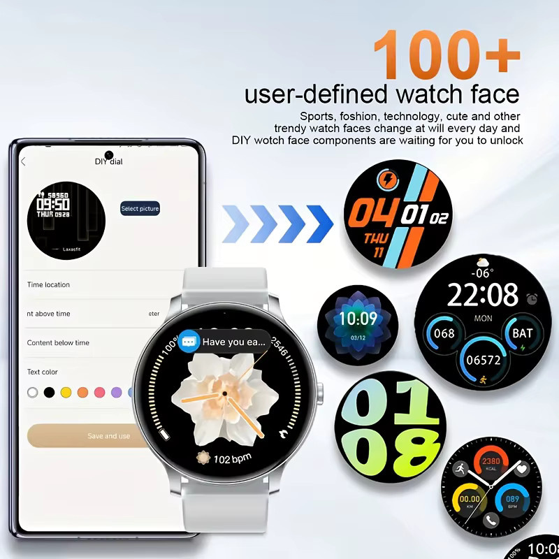 LAXASFIT Outdoor-Sport-Smartwatch in Schwarz mit Bluetooth, Telefonfunktion und Musikwiedergabe für Fitness-Tracking - Bild 6