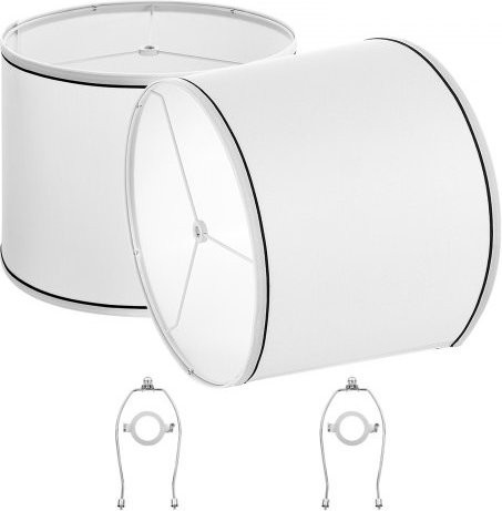 VEVOR Lampenschirm Trommel Set aus Leinen und PVC in Weiß mit schwarzem Rand für Tischlampen und Stehlampen, 2er-Pack, B/T/H: 32,0 x 29,0 x 24,5 cm - Bild 1
