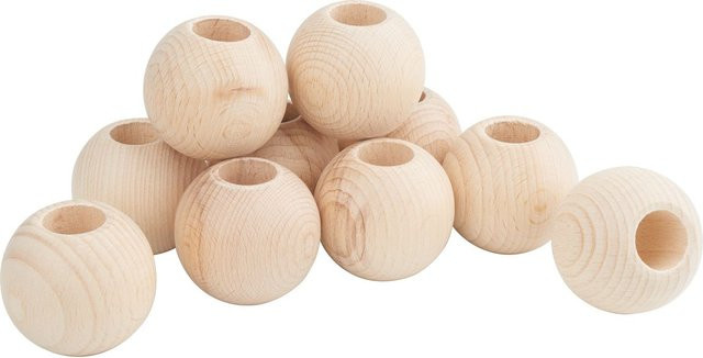 VBS Holzkugeln aus Buchenholz mit großer Bohrung, Farbe: Beige, 10 Stück, Durchmesser: 5 cm - Bild 1