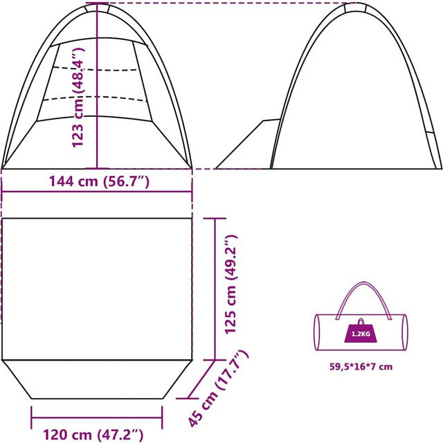 vidaXL Strandzelt für 3 Personen in Seegrün und Türkis, wasserdicht aus Polyester - Bild 2