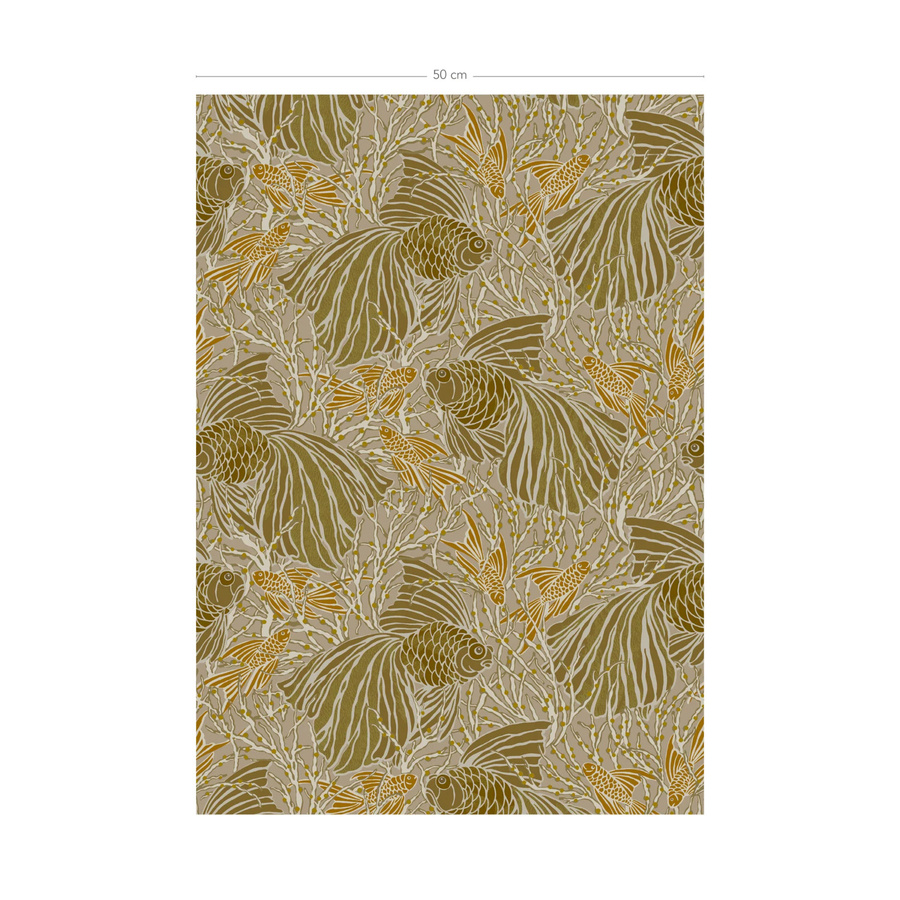 Isidore Leroy Tapete Cyprins in Gold mit floralem Art Nouveau Design und botanischen Motiven aus Vlies - Bild 2