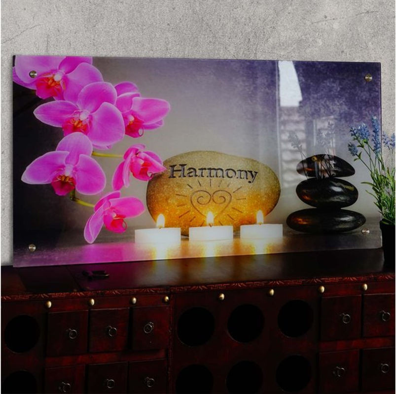 Glasbild Harmony von MCW mit floralem Blumenmotiv in Mehrfarbig, Acrylglas, Breite: 100 cm, Höhe: 50 cm - Bild 1