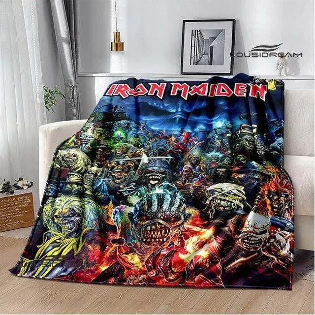 TGNBF Flanell-Decke für Kinder mit Rockband-Motiv Iron Maiden, Multicolor, warm und weich - Bild 1