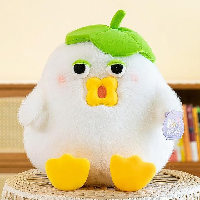 Lotusblatt-Hühnerpuppe, Plüschtier, weiß, gelb, 40 cm - Bild 1