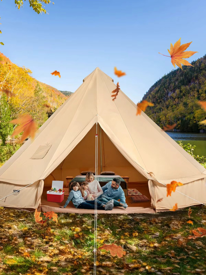 SucceBuy Canvas-Glockenzelt für Camping und 4 Jahreszeiten, atmungsaktives Jurtenzelt für bis zu 4 Personen - Bild 1