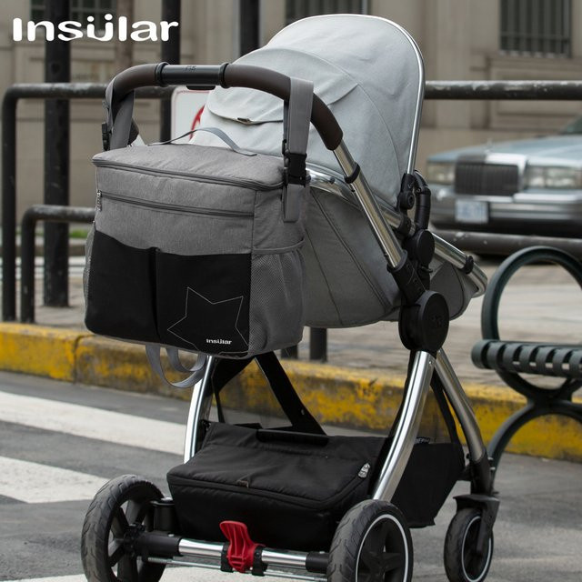Wasserdichter Baby-Windelrucksack als Doppelschultertasche in Schwarz mit großer Kapazität zum Aufhängen am Kinderwagen - Bild 1