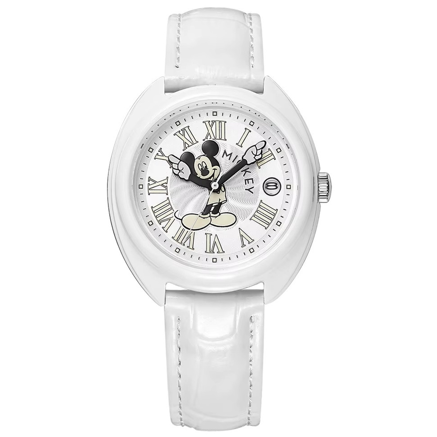 Disney Armbanduhr Quarz, Leder, Weiß, Unisex, Datum - Bild 2