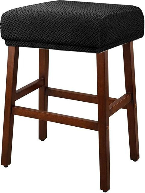 Waschbare Stretch Barhockerbezüge aus Jacquard in Schwarz für rechteckige Barhocker und Schminkhocker - Bild 1