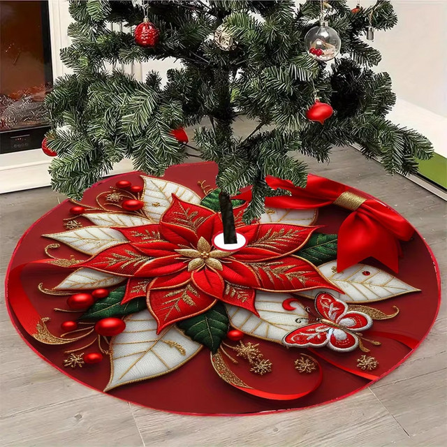 VIKAMA Weihnachtsrock mit Blumenmuster in Rot für eine festliche Weihnachtsatmosphäre - Bild 1