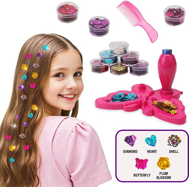 CONUSEA Haarstempel-Set mit glitzernden Haarschmuckstücken für Mädchen zum Haarstyling und Rollenspiel - Bild 1