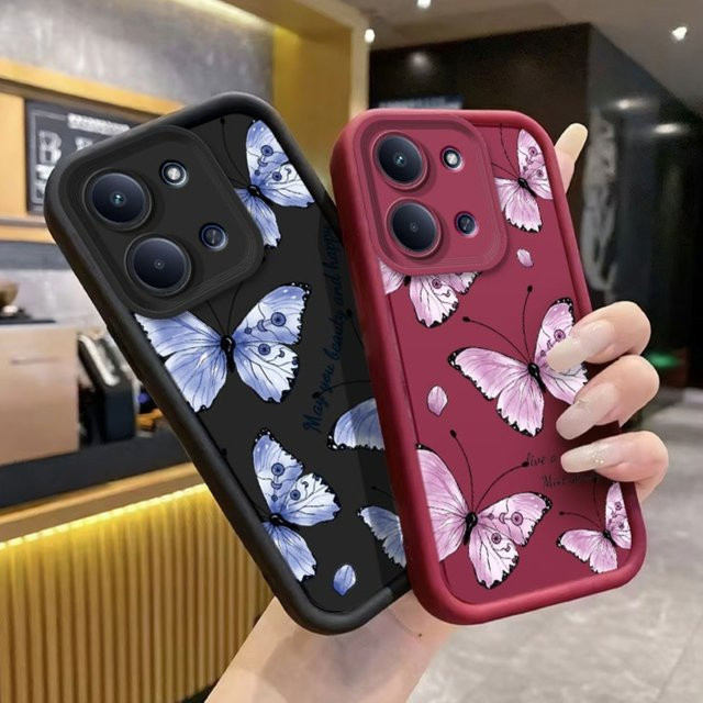 Xiaomi Handyhülle für Redmi 15C 14C 13C mit Schmetterlings-Design, Stoßfeste TPU Silikon Schutzhülle, Farbe: Multicolour - Bild 1