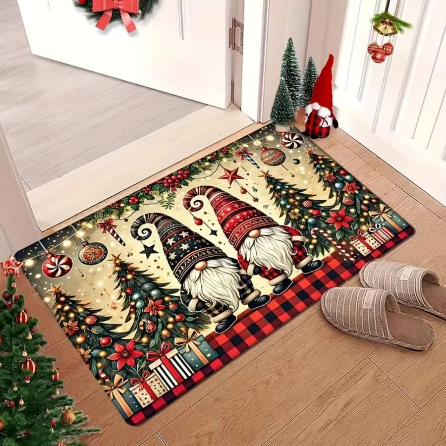 VIKAMA Weihnachtliche Fußmatte mit Santa Claus Muster für Eingang, Flur und Balkon - Bild 2