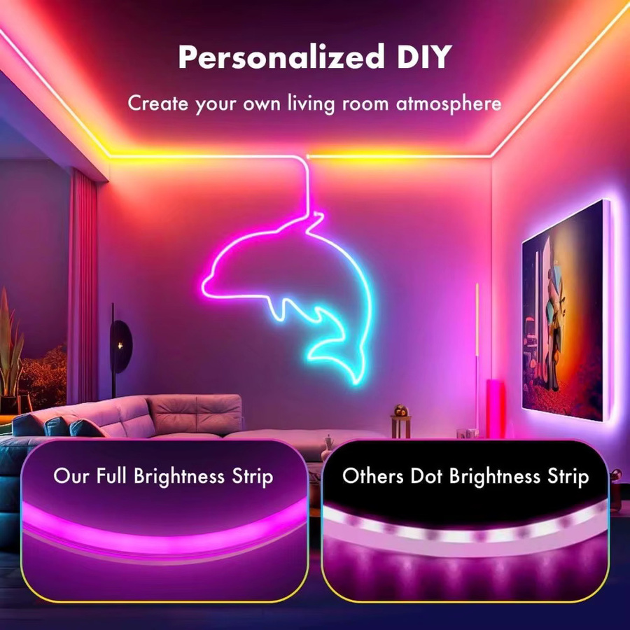 YSRSAI RGB Neon LED-Streifen Set mit Tuya Zigbee und RF-Fernbedienung, wasserdichtes Neon Flex Band 12V in Multicolour - Bild 4