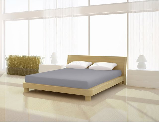 Mr. Sandman Spannbetttuch Fein Jersey de luxe in Grau, B/T: 120 x 130 cm, Höhe: 200 cm - Bild 1