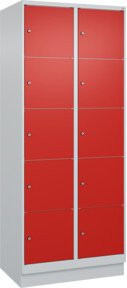 C+P Schließfachschrank Classic PLUS mit Sockel und 2 Abteilen, Farbe Grau mit roter Front, B/T/H: 80 x 50 x 195 cm - Bild 1