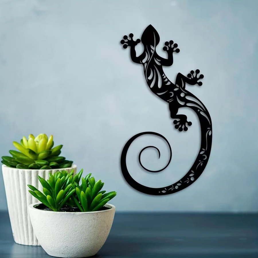 CIFBUY 3D-Wandkunst aus Metall mit Eidechsen in Schwarz als Wanddekoration zum Aufhängen - Bild 4