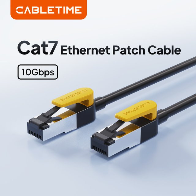 CABLETIME Cat7 Ethernet-Kabel RJ45 LAN-Netzwerkkabel Schwarz - Bild 1