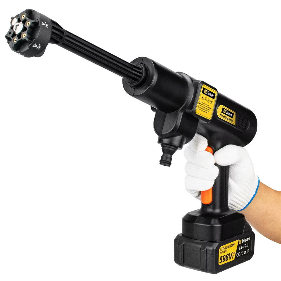 Gisam Bürstenloser Hochdruck-Autowascher 6-in-1 Kabellose Sprühpistole für Makita LXT Akku, Schwarz, 200 Bar - Bild 4
