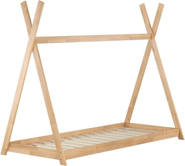 Erst-Holz Flachbett Bodenbett in Tipi-Form aus Buche geölt Modell 71 inkl. Rollrost B/T/H: 90 x 200 x 106 cm - Bild 1