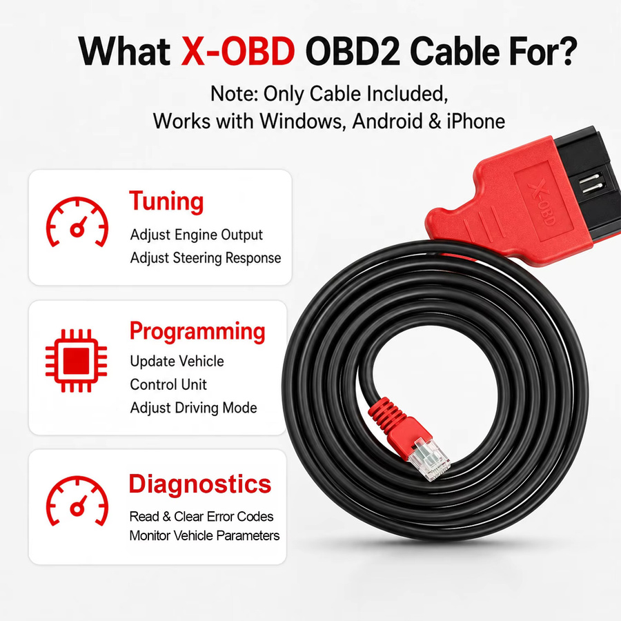 X-OBD ENET-Kabel für BMW F/G Serie Codierung, Ethernet zu OBD2 Diagnose-Schnittstelle, Schwarz, Länge: 2 m - Bild 3