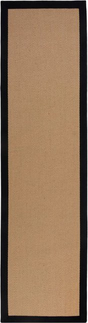 Flair Rugs Kurzflorteppich Kira in Jute-Optik mit Fischgrätmuster, Boho-Stil, Beige-Schwarz, Breite: 60 cm, Länge: 800 cm - Bild 1